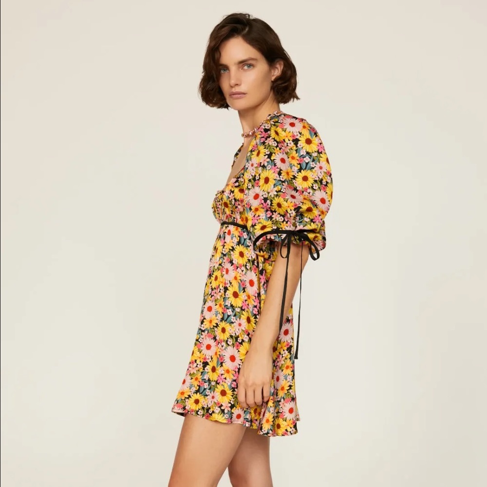 For Love & Lemons Sylvia Mini Dress Puff Sleeve - Picture 6 of 12